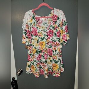 Floral and lace blouse